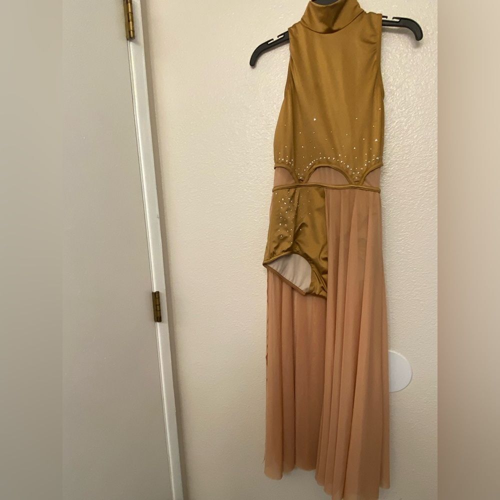 Weissman Dance Costume Lyrical Tan Gold Mesh Maxi Luminous 14529 Sa Adult — image 2 of 8